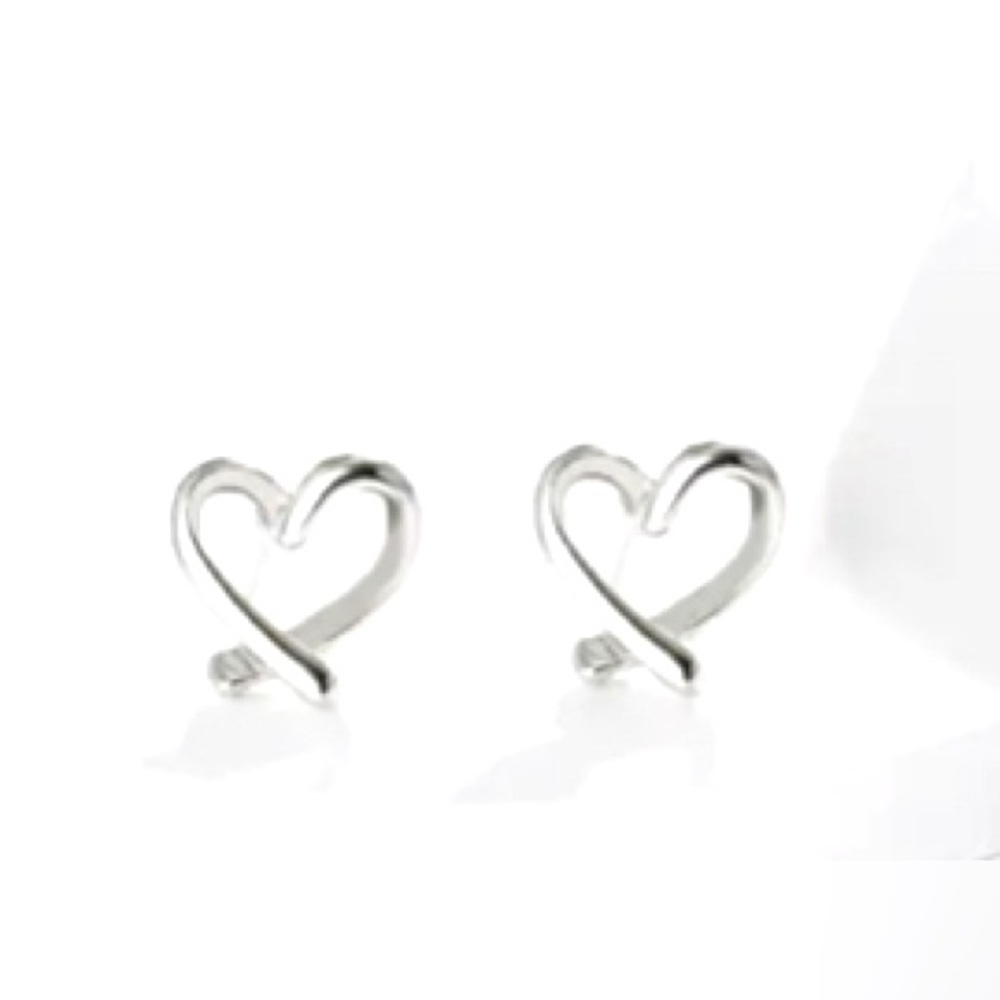 925 Sterling Silver Heart Shaped Post Earrings
